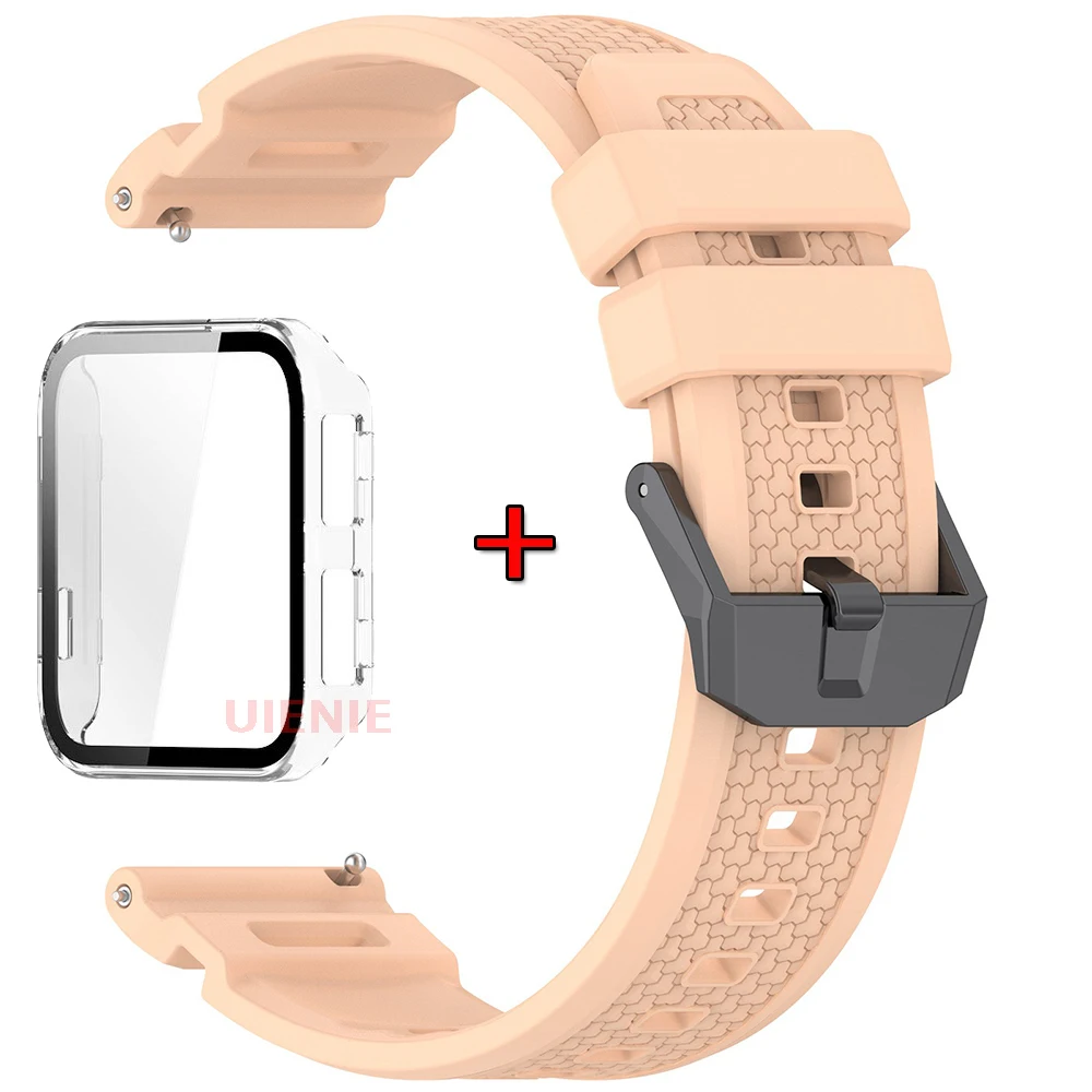 Premium Silicone Watch Band with Protective Case - Sport Replacement Wristband & Cover