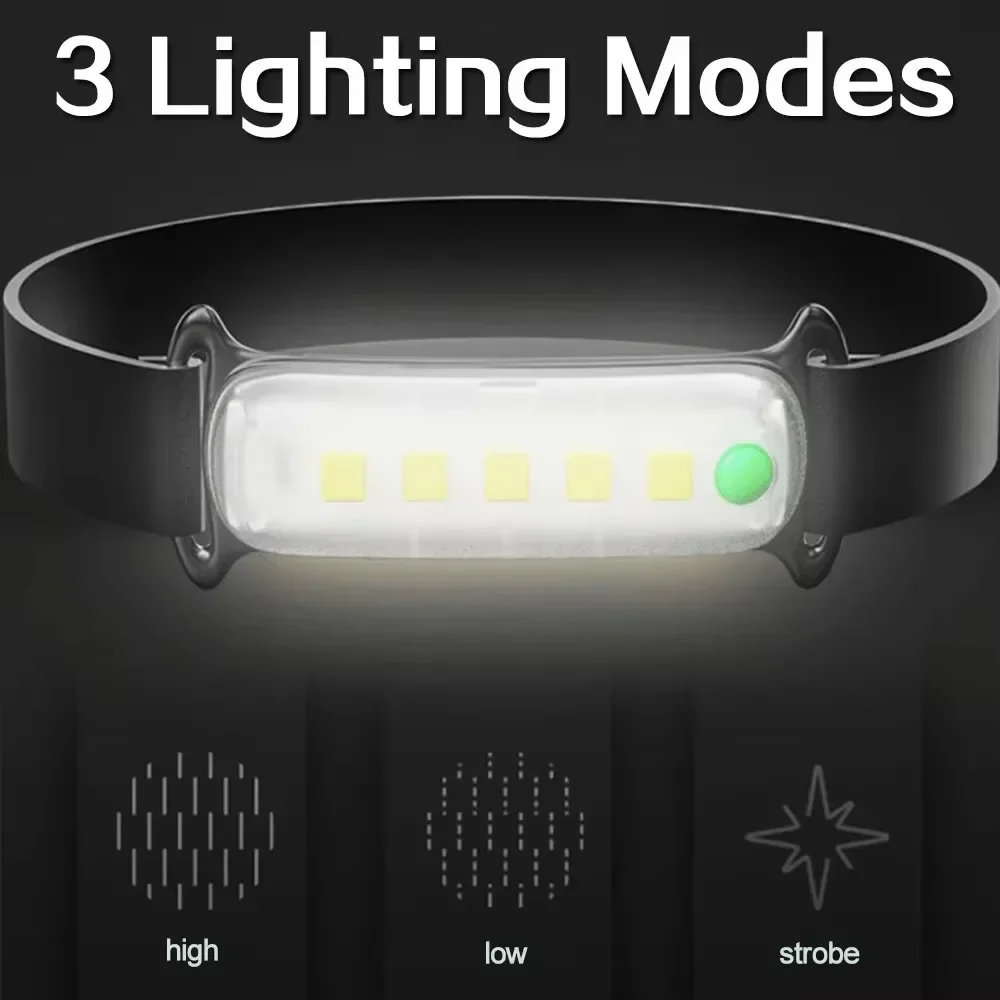 COB LED 전조등 방수 미니 LED 손전등 낚시 헤드 램프 LED 손전등 캠핑 하이킹 램프 작업 캠핑 헤드 라이트