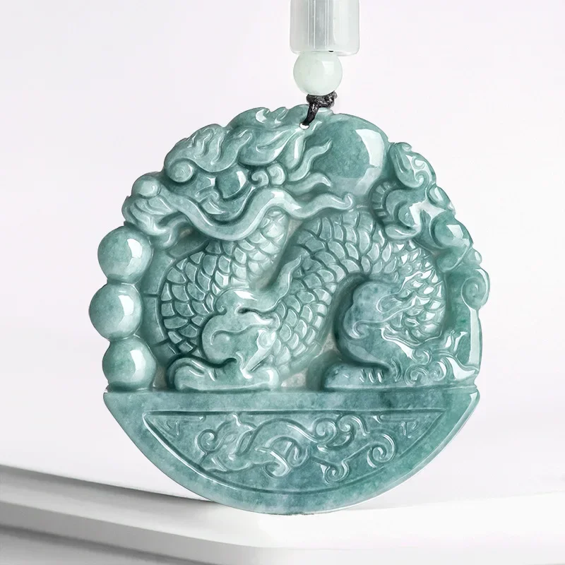 

Maichuang/ Hand-carved/Myanmar Natural Blue Water Jade Zodiac Dragon Brand Necklace Pendant High Jewelry Men Women Couple Amulet