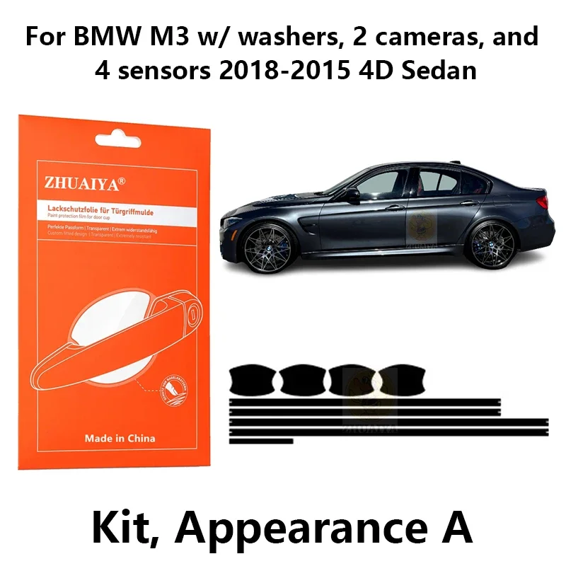 

Защитная пленка на края дверной ручки, защитная пленка ТПУ PPF для BMW M3 w/шайбы, 2 камеры, and4 датчики 2018-2015 4D Седан