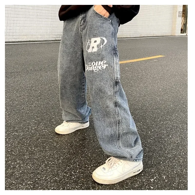 Black Jeans Men's Cargo Pants Jeans Star Women's Trendyol Baggy Hip Hop Streetwear Print Pants Large Femme Cargo Man Retro Y2k
