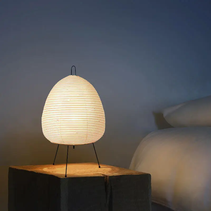 Japanese-style tripod paper lamp creative simple lantern bedroom bedside retro art design decorative table lamp table lamp
