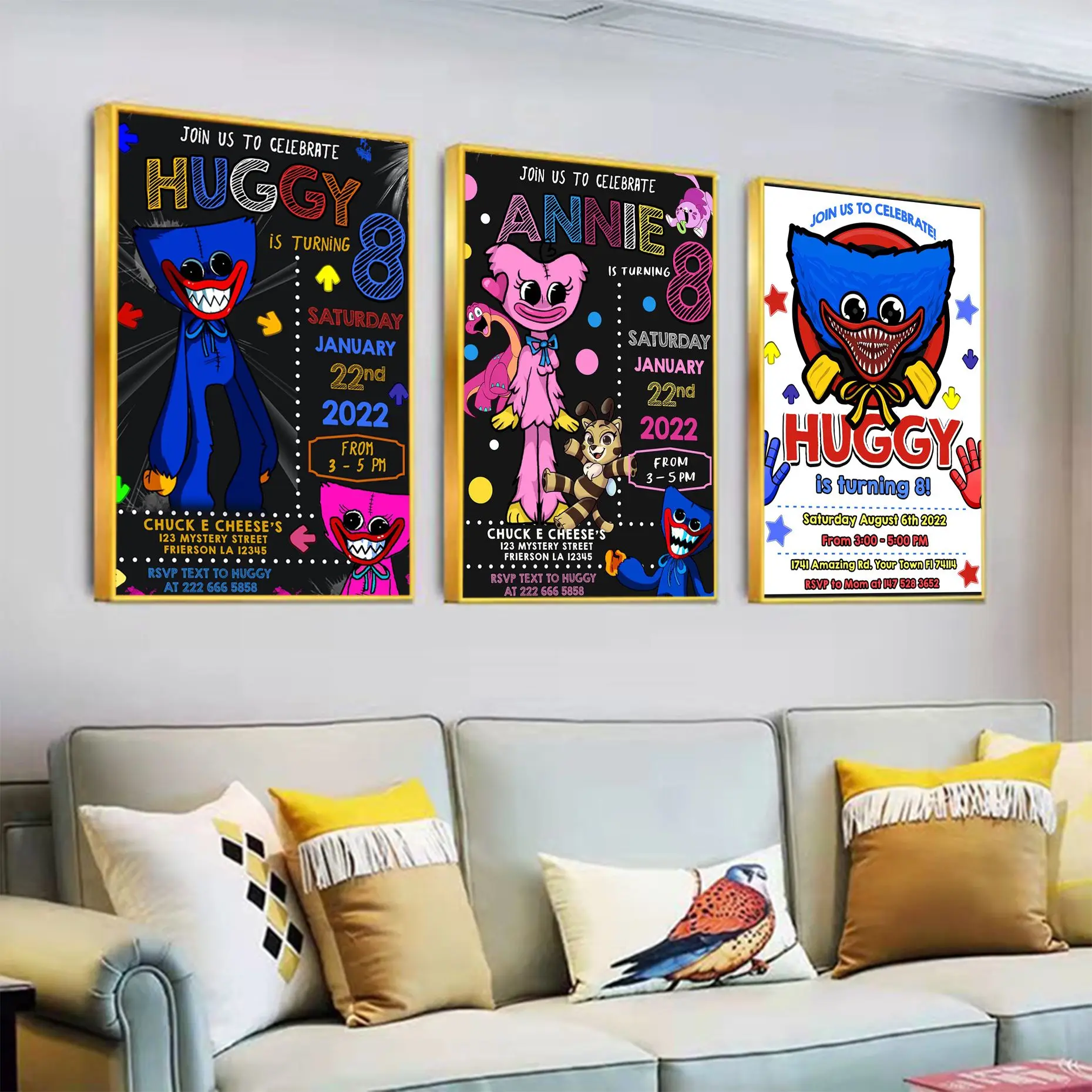 H-Huggy-Poster-W-Wuggy Game Classic Anime Poster Hd Quality Wall Art Poster Retrò Per La Pittura Murale Di Arte Estetica Domestica