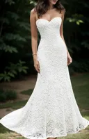 TSxuelian Sweetheart Lace Mermaid Wedding Dress