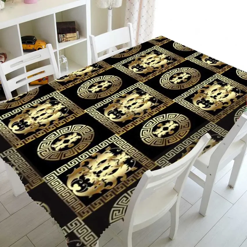 Nappe grecque gris anthracite et or
