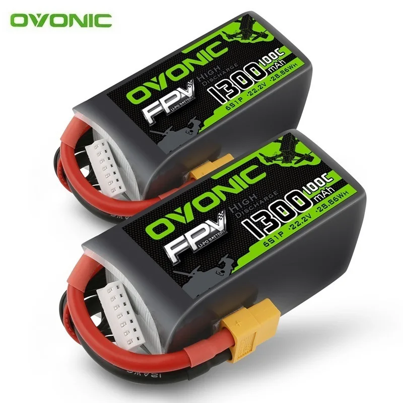 OVONIC 1300mAh 100C 22,2 V 6S Lipo-pihto XT60 FPV-droneihin