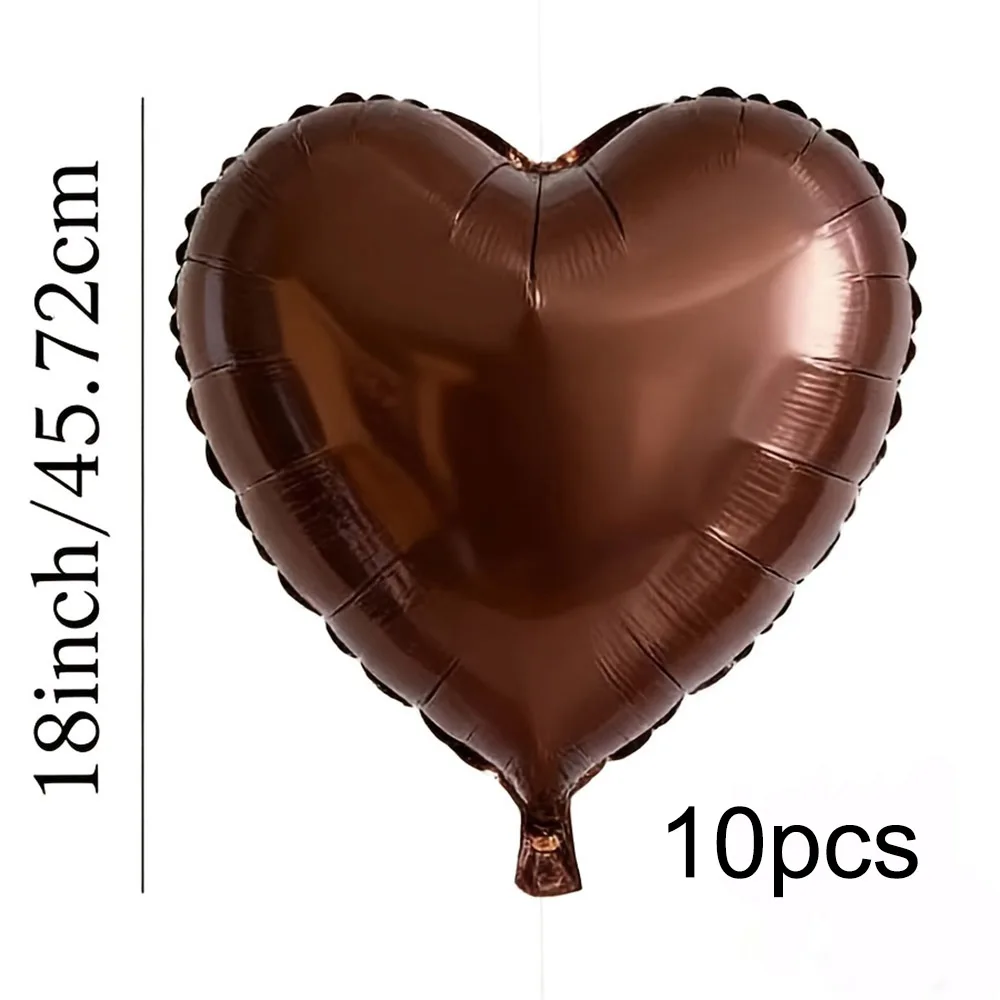 18 Zoll 10 Stück brauner herzförmiger Folienballon Valentinstag Hochzeit Brautparty Geburtstagsfeier Jahrestag Dekoration Geschenke – Detail 6