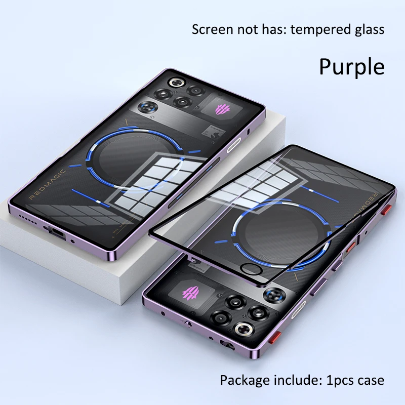 Aluminium Alloy Metal + Tempered Glass Clear Transparent Phone Case
