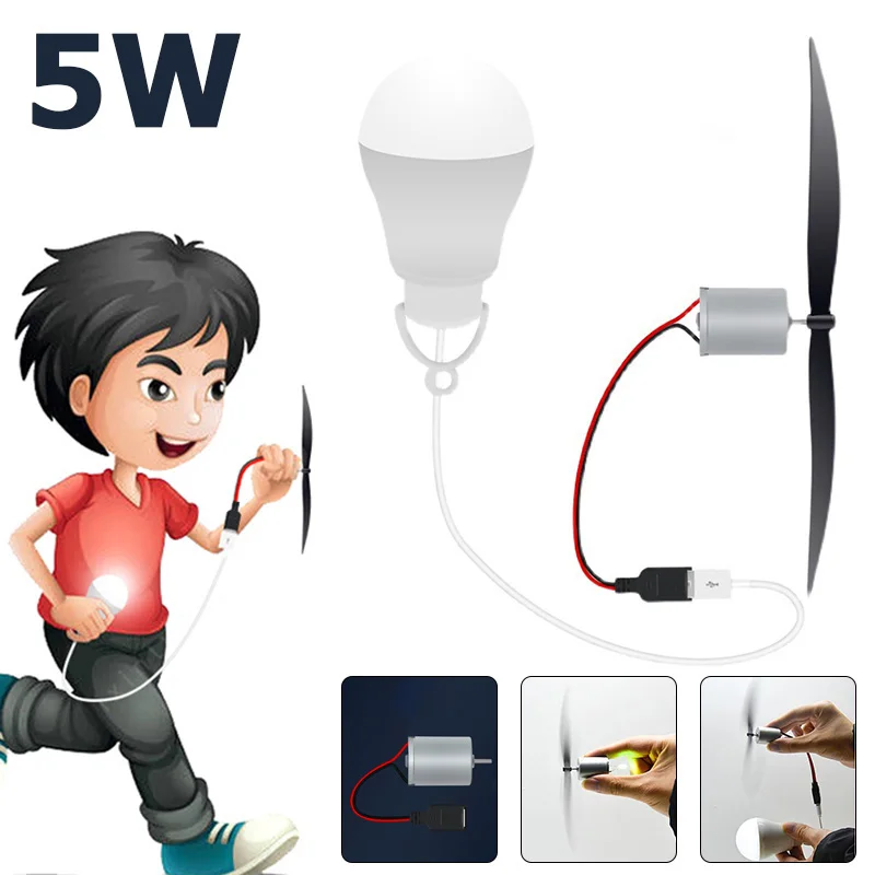 Mini Wind Turbine Motor USB 1M 5W Led Windmill For Science Teaching Tool Model Lighting