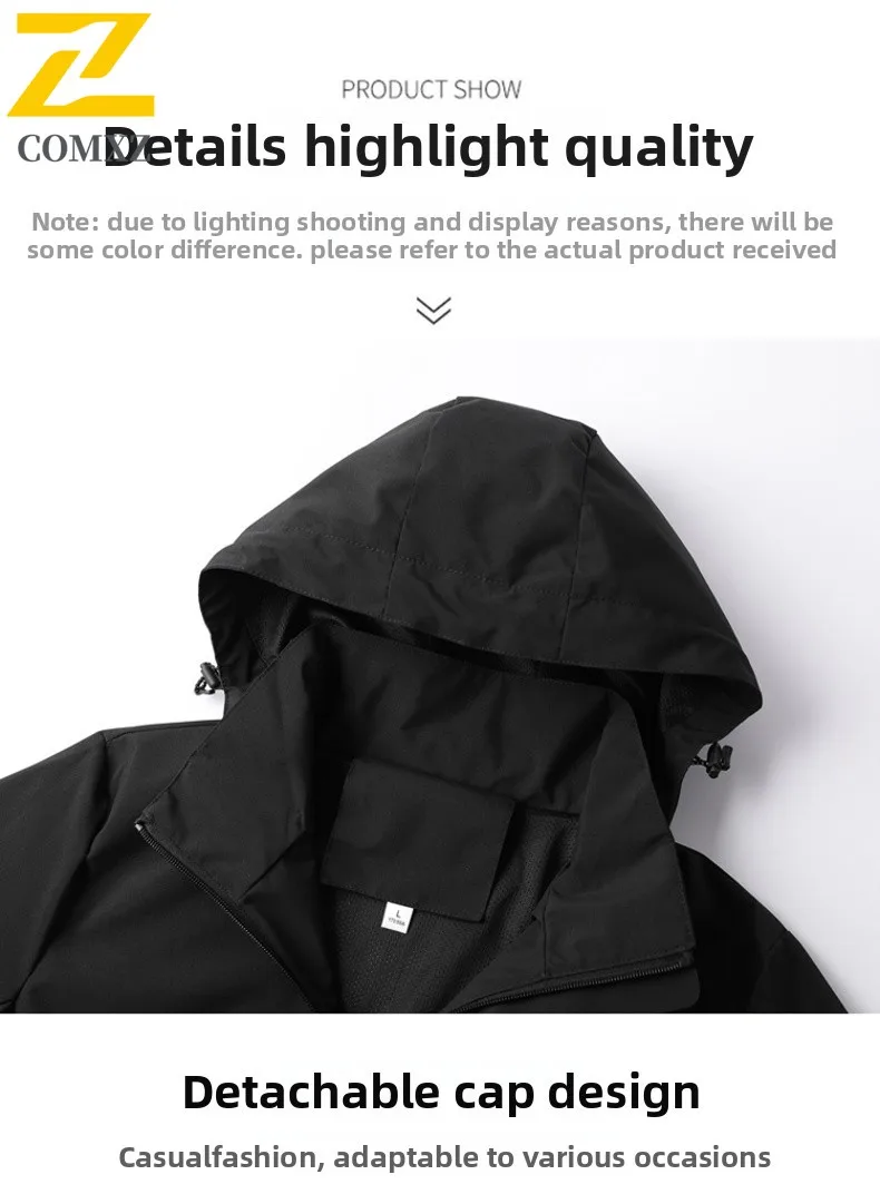 COMXZ Windbreaker Men's Workwear Jacket Waterproof Windproof Outdoor Coat Streetwear Hiking Travel Sports Trendy Windproof Coat