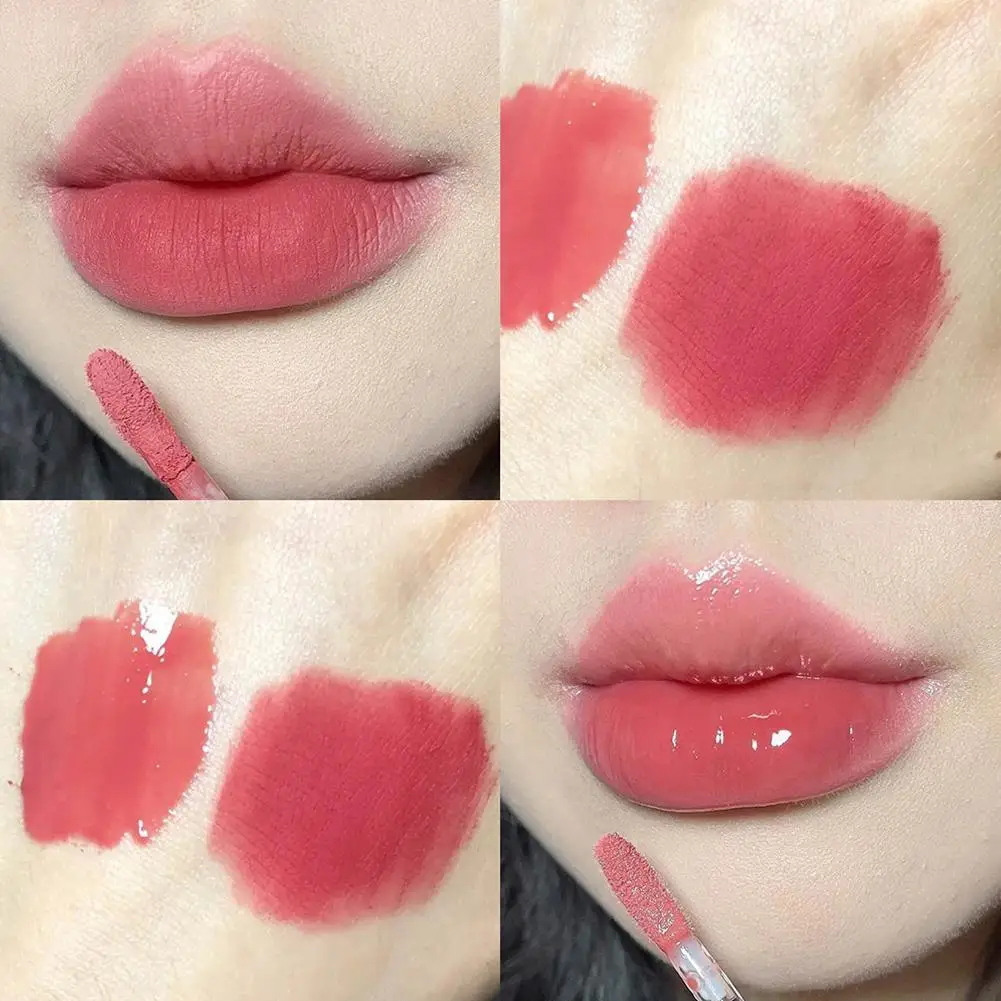 

Red Brown Lip Gloss Double Head Mirror Water Liquid Lipstick 2 In 1 Moisturizing Lip Tint Lasting Matte Lip Mud Makeup Cosmetics
