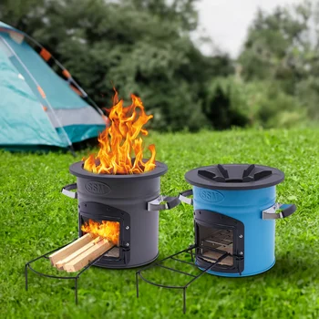 New 304 Stainless Steel Wood-Burning Portable Rocket Stove  Camping Exploring Outdoor Cooking Outdoor Hiking Picnic BBQ Cooking 3