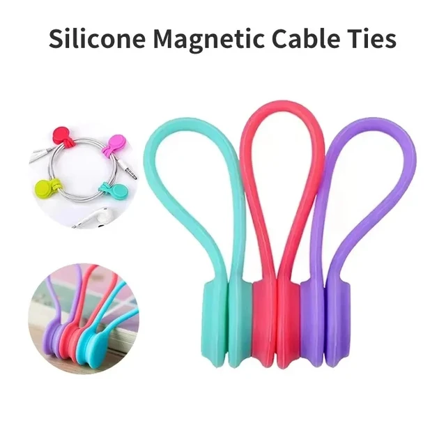 Fascette Magnetiche Per Cavi - 10 Pezzi Riutilizzabili In Silicone, 10 Colori