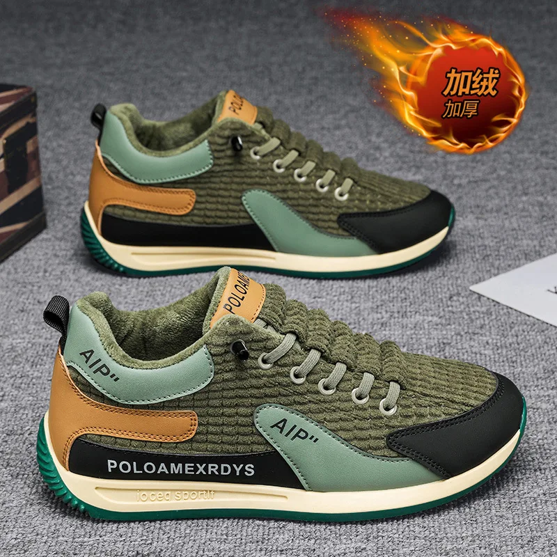 Men's Shoes 2024 New Style Velvet Core Trend Warm Casual Sports Men's Autumn Winter Luxury Slip-on Vulcanized Shoes for Men 5