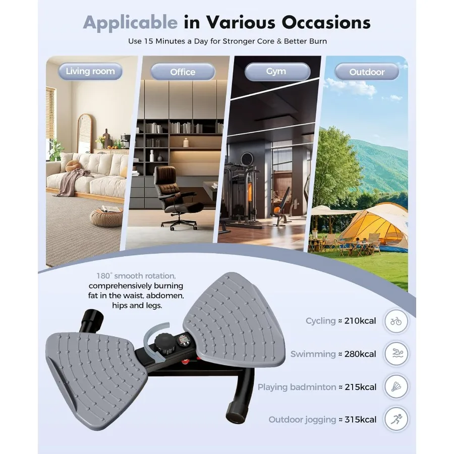 Waist Twister Machine Exercise Fitness Tool, Ab Twister Board with the Smart LED Digital Monitor, 300lbS Capacity & 20dB Ultra-Q