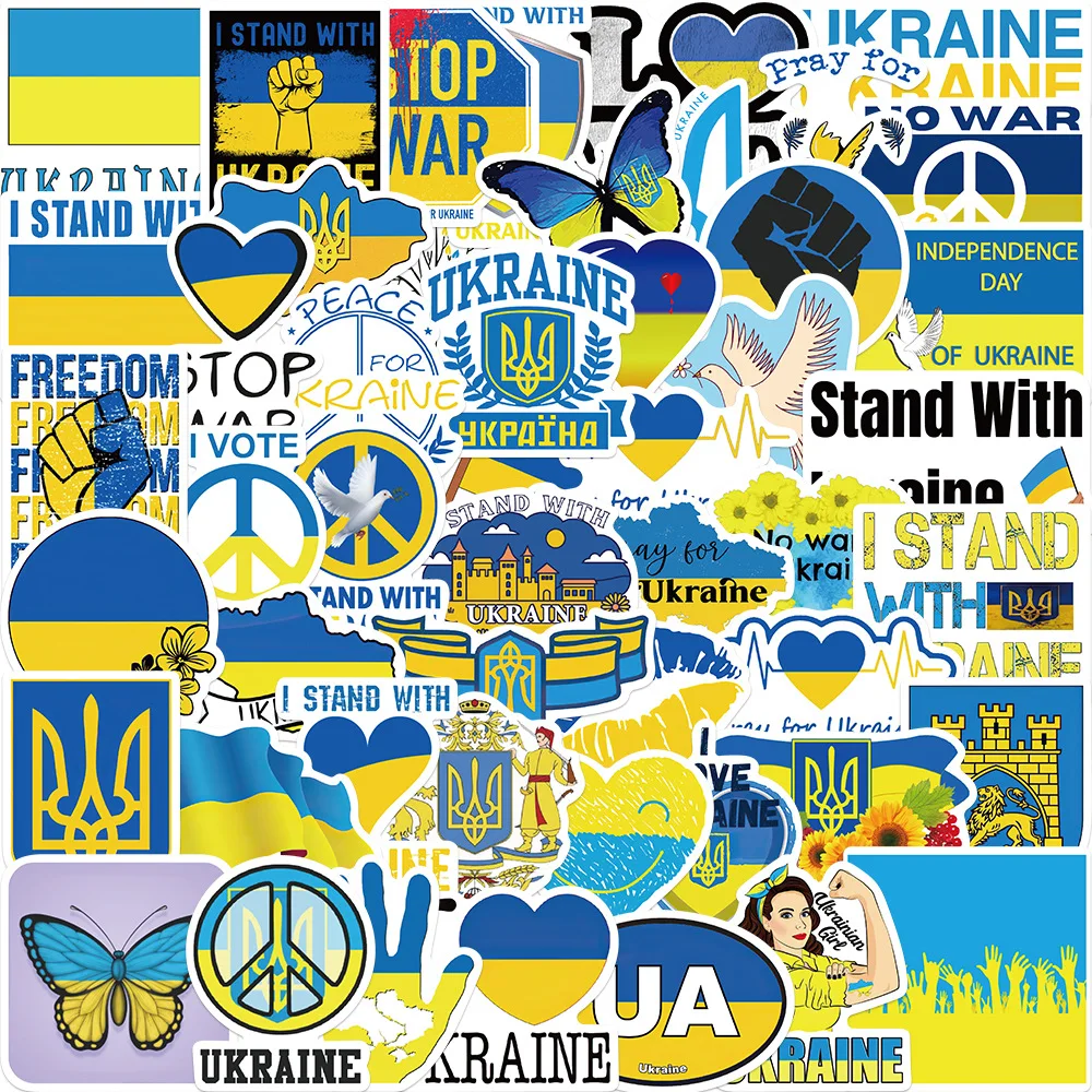 1050PcsBlueYellowUkraineStickersUkraineNationalFlagStickers