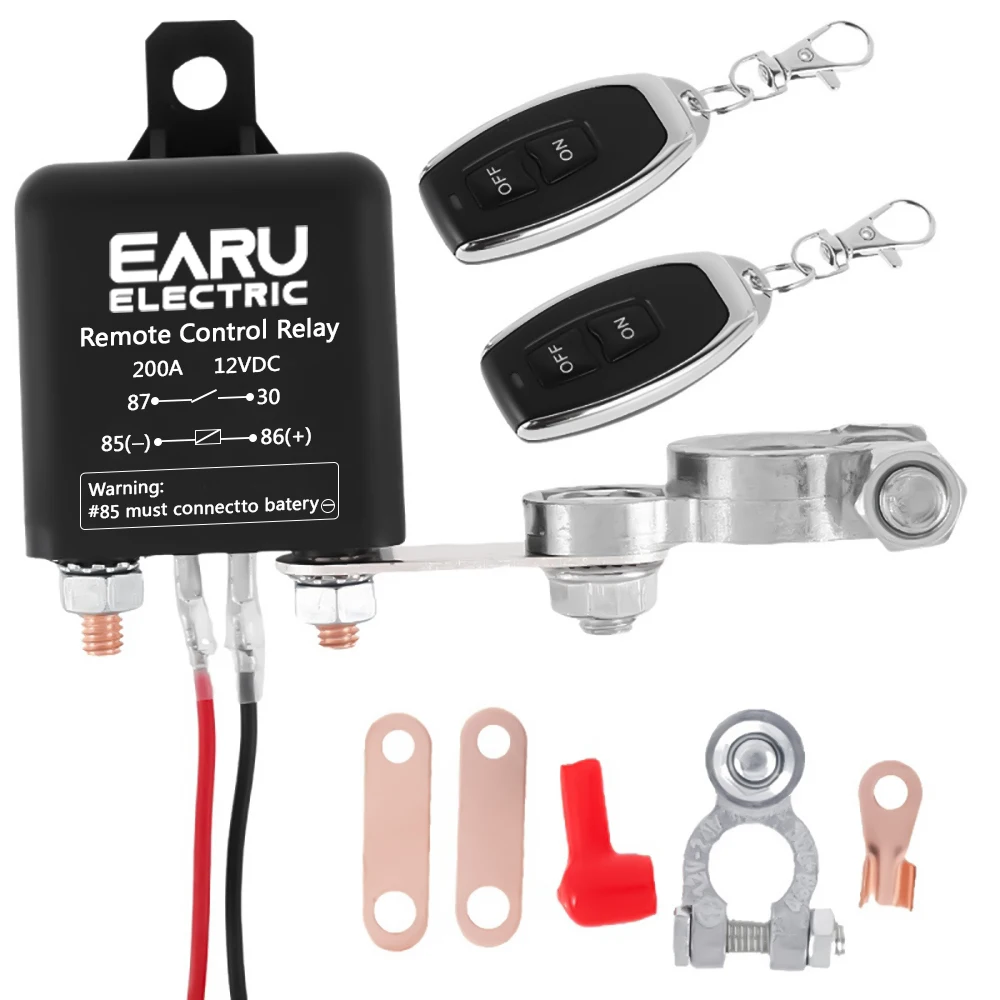 Battery Switch Relay 12V Remote Car Control Battery Disconnect Cut Off Isolator Anti-Theft with Dual Remote Control Switch Relay