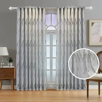 1PC Tende di fascia alta ispessite in stile europeo jacquard bianco e grigio per camera da letto in tulle trasparente per soggiorno 1