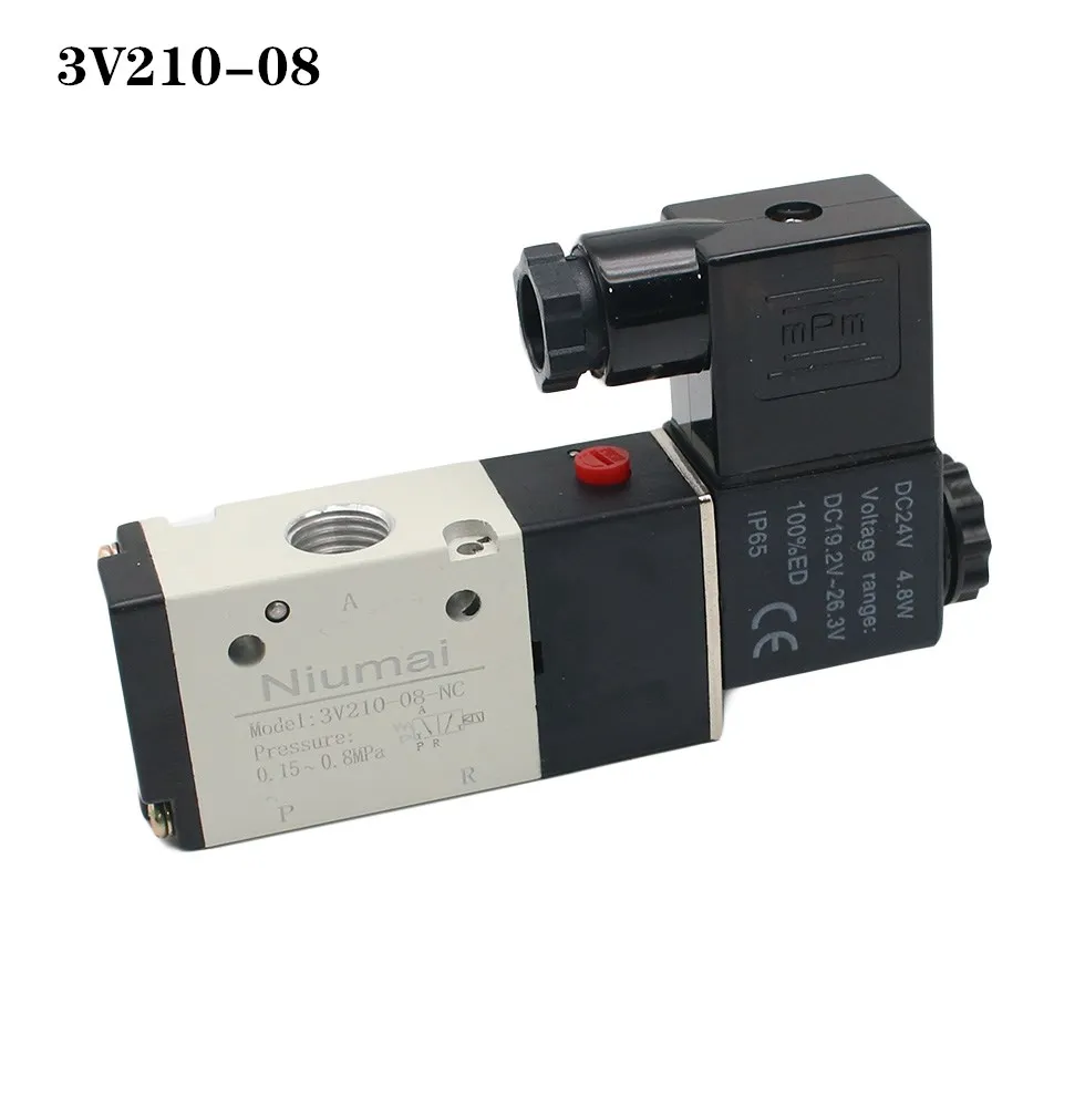 Válvula de Controle Direcional Pneumática 3v21008 Dc12v Dc24v Ac110v Ac220v da Posição do ar da Válvula Solenóide Vias 2