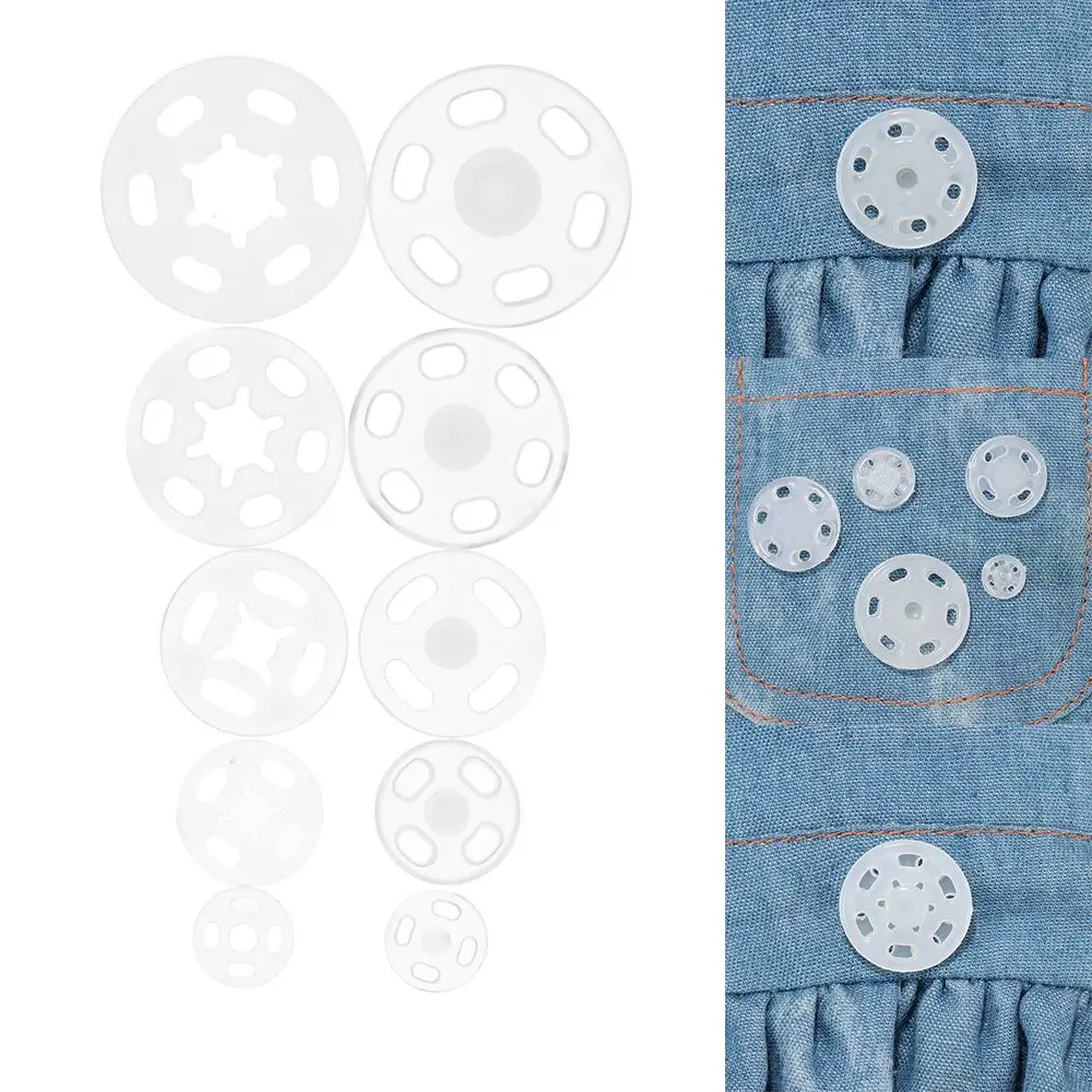100Pcs Transparent  ABS Plastic Invisible Snap Fasteners Press Button DIY Handmade Crafts  Round Flatback Stud Sewing Accessory 2