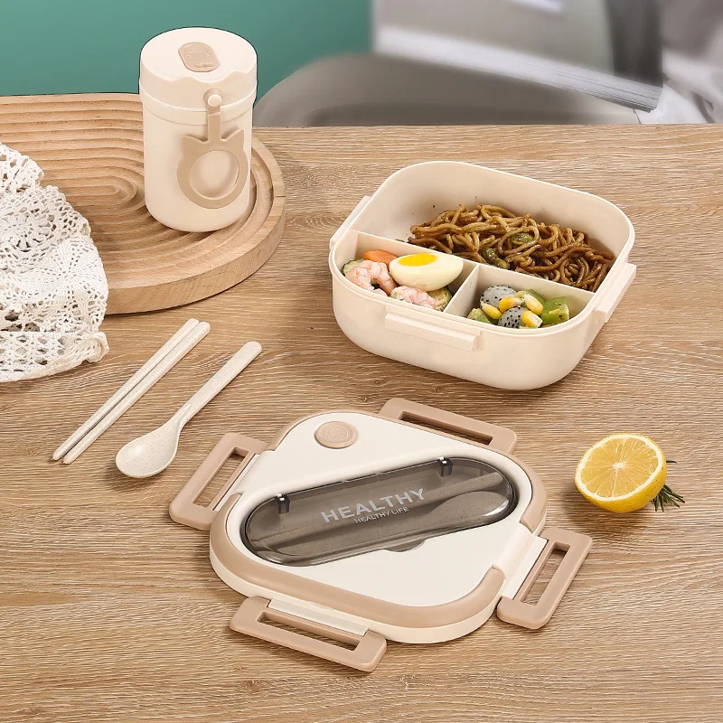 Baby Bento Box Portable Compartment Fruit Food Box Children Microwave Lunch with Fork and Spoon Picnic Fresh Snack