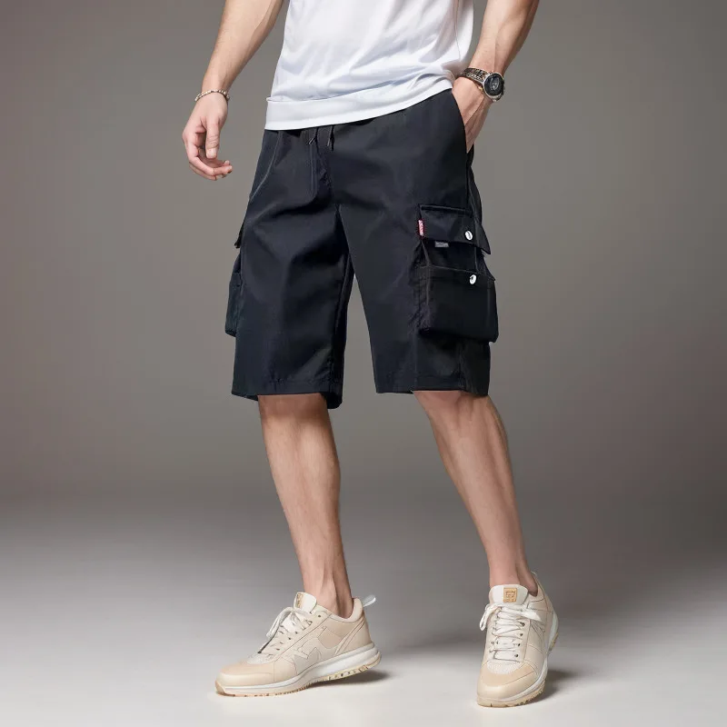 Work clothes shorts, men's multi pocket, medium shorts, summer thin and loose cropped pants 3