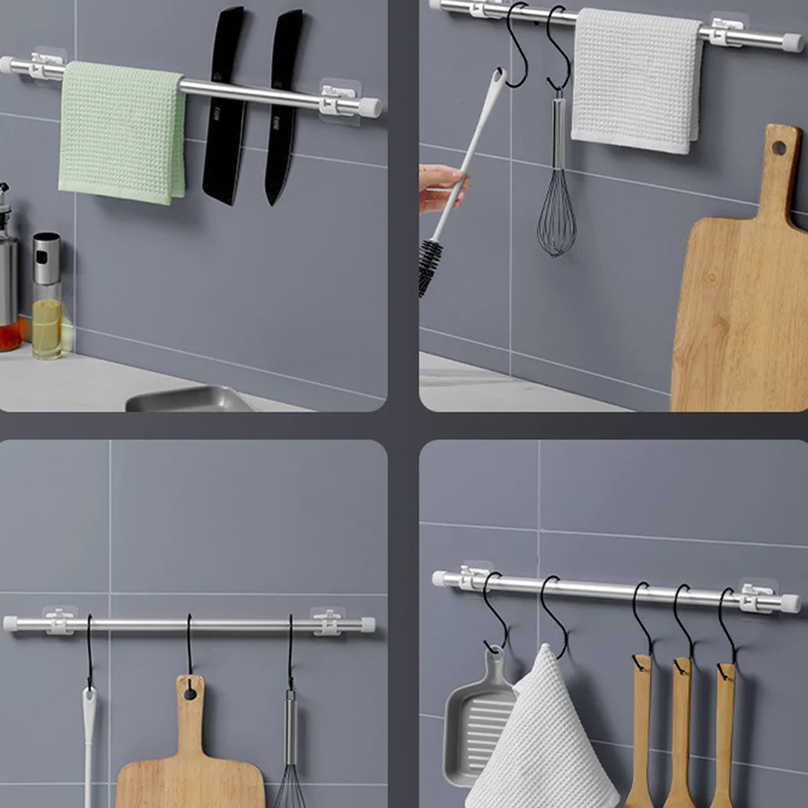 Curtain clips 2/4/8PCS Adjustable Curtain Rod Clip Self Adhesive Clamp Hook Curtain Holder Wall Bracket Holder Nail-Free Wall Hanging Clip