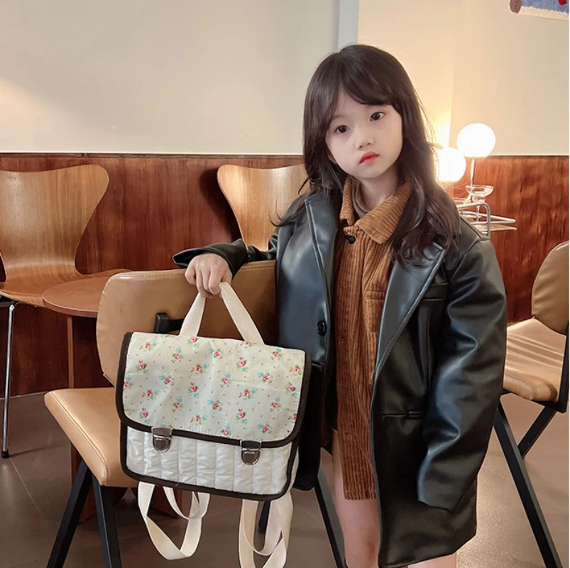 Personalized And Customized Children's Backpack,Fashionable Girl's Lightweight Canvas Floral Backpack 2
