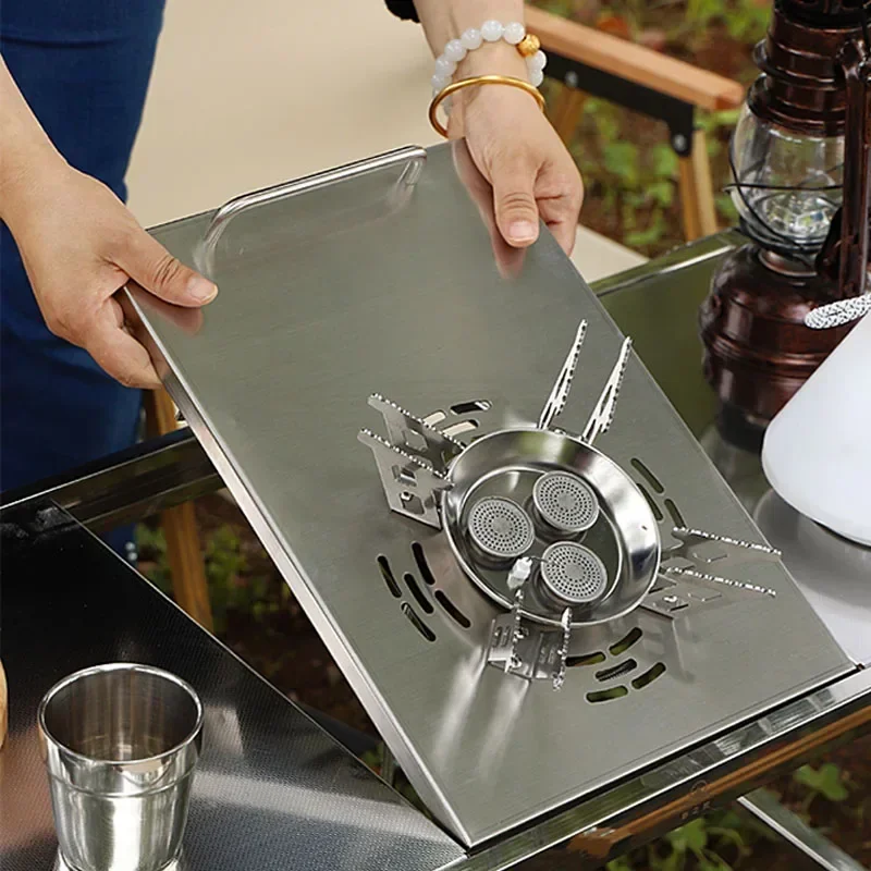 Outdoor Gas Stove Three-core Windproof Stove Self-driving Travel Split Camping Cooker Picnic High-power Fierce