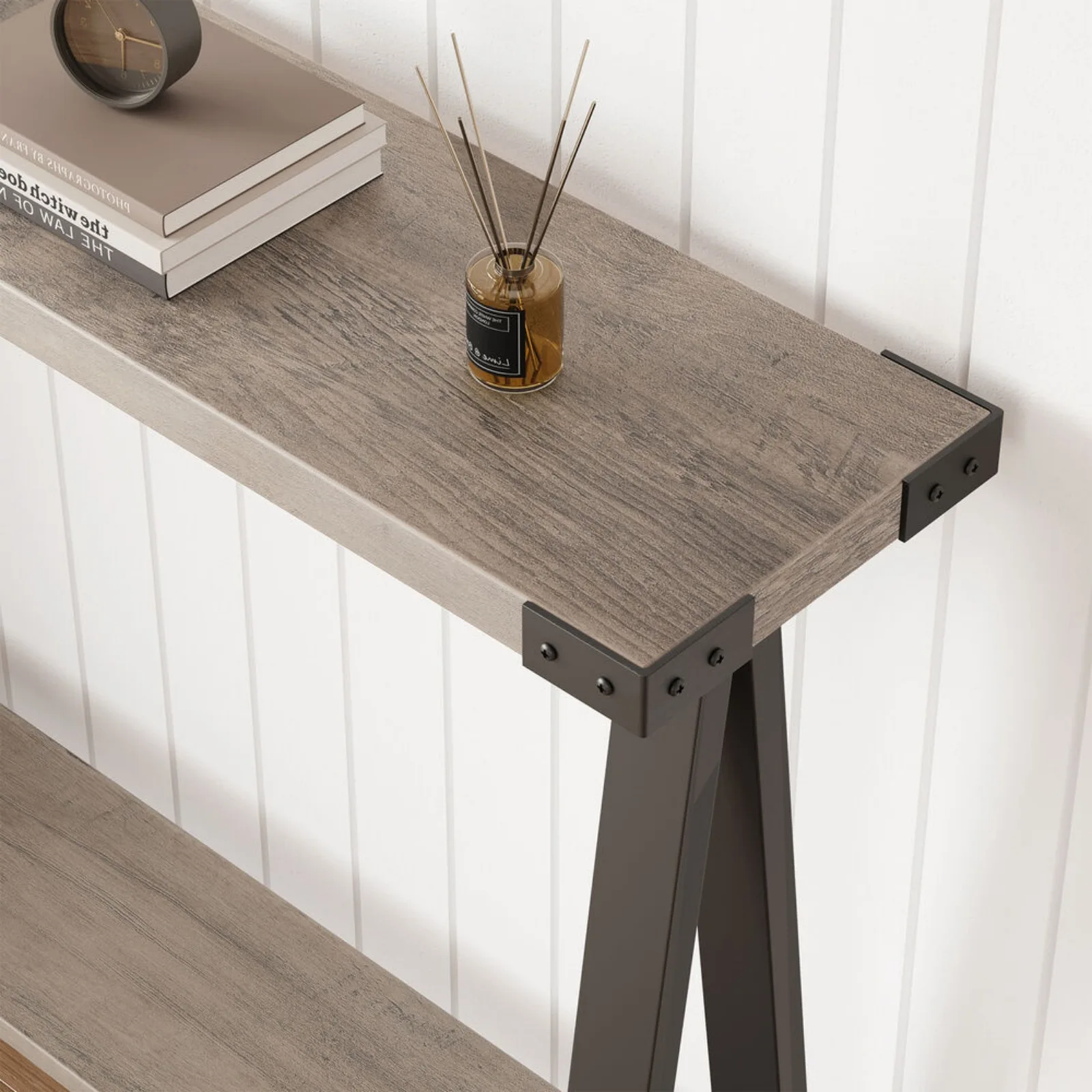 US 2-Tier Narrow Sofa Console Table w/Shelf Slim Behind Couch Home Entryway Hallway
