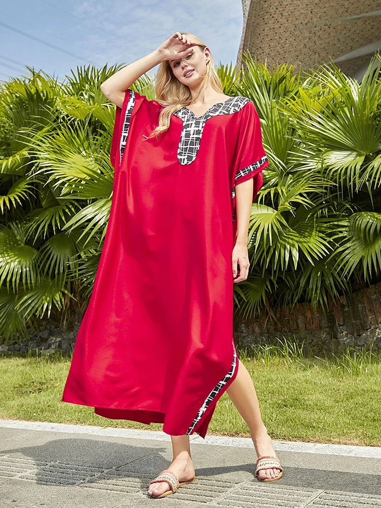 Yeni Bohemian elbise kapak up 2023 Robe Plage Kaftan Pareo Patchwork Maxi elbise gev ek buyuk Beachwear mayo Cover up tunik Sarong