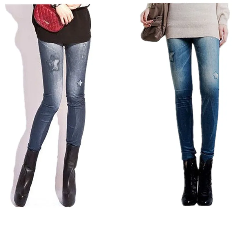 DOIAESKV Women's Skinny Denim Leggings Stretchy Slim Leggings Comfortable Fashion Sexy Jean Pants 2