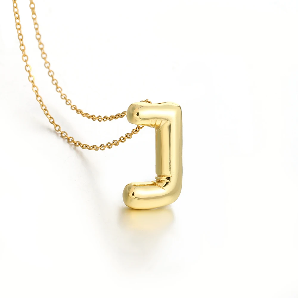AENSOA Gold Plated Chunky Alphabet Balloon Necklace