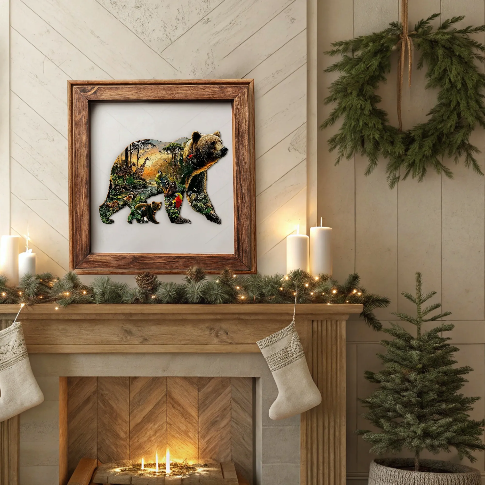 Bear and Animal World Theme Wooden Jigsaw Puzzle Wood Home Decor Painting Christmas and Halloween Gift Toy for Teen Kid