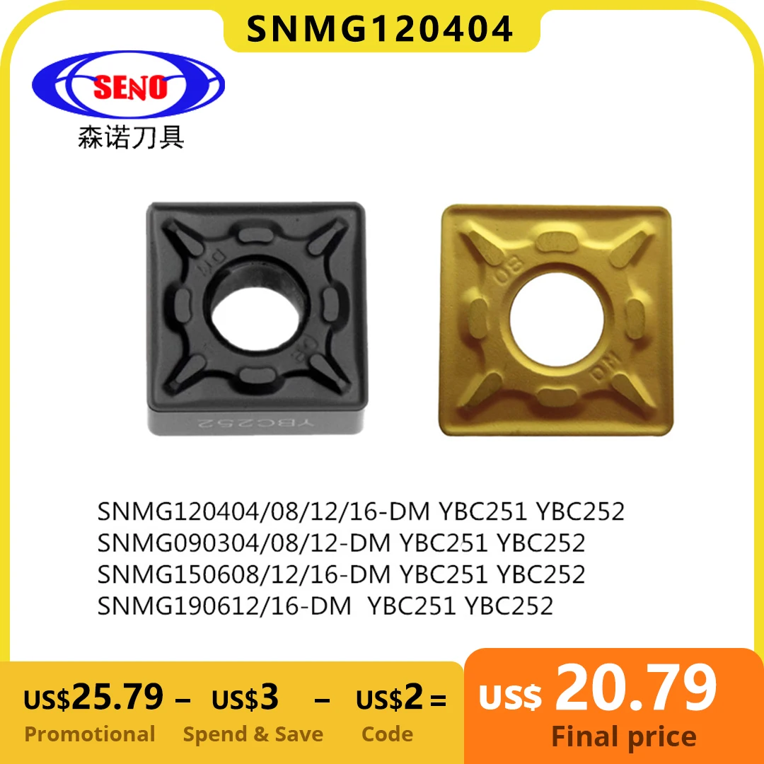 

SENO High Quality SNMG120408 Milling Carbide Inserts SNMG120404 SNMG120412 MA Carbide Cylindrical Turning Tool CNC Lathe Cutting