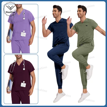 Medical Scrubs Breathable Hospital Uniforms Men Women Short Sleeve Nursing Scrub Uniform Sets Wholesale Doctors Nurses Work Wear