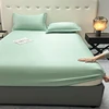 1 Piece Satin Fitted Sheet , Only Classic Luxury Silky Soft Bed Sheets  ,Solid Color , Summer Bed Sheet , Cool 3