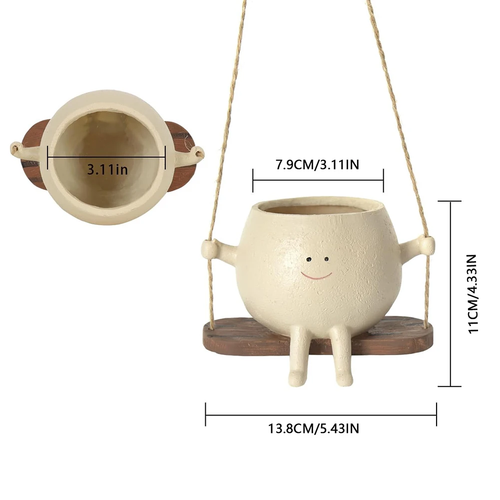 Flower Pot Wall Planter Swing Face Planter Pot Resin Smiling Face Creative Wall Hanging Head Garden Accessories hydroponic flower pot flower pot plant pot