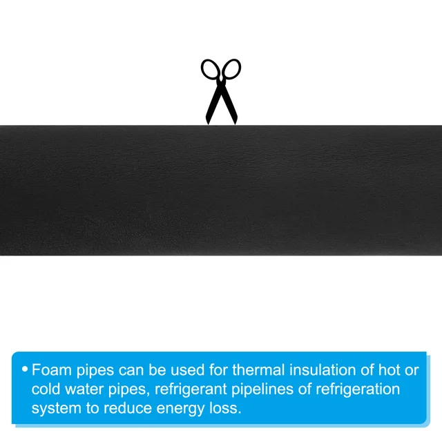 Tubo Isolante Schiuma Per Tubi - Diam. Int. 12mm, Est. 28mm, Lunghezza 0.61m - Nero - Foto 5