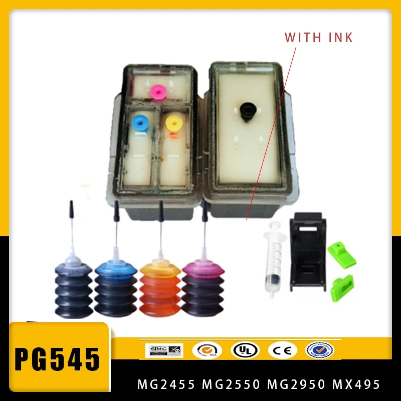 Vilaxh Pg-545 Cl-546 Pg 545 Cartuccia Di Inchiostro Riutilizzabile Per Canon Pg545 Cl546 Pixma Ip2850 Mg2450 Mg2455 Mg2550 Mg2950 Mx495