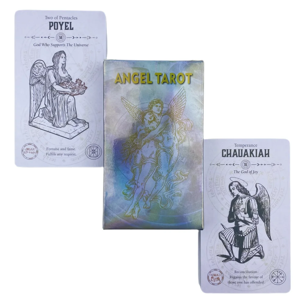 78PCS Tarot Cartes Tarot De Divination De Prévision du Destin Mystique Jeu  De Cartes The Angels Tarot Divinatoire Version Anglaise Carte Tarot pour Le