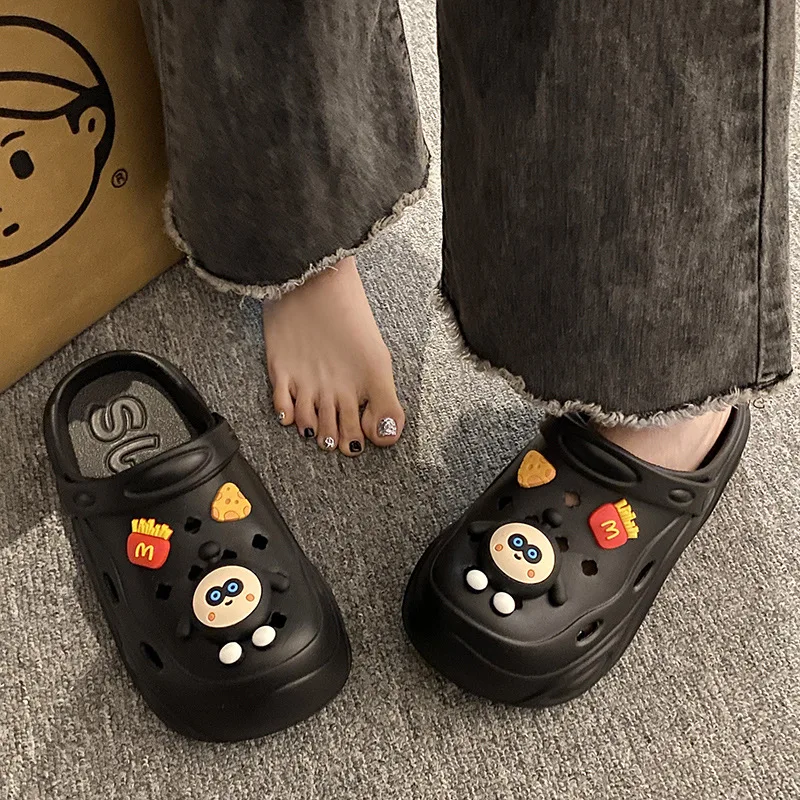 Hole Shoes Women EVA Thick Soles Sandals Increase Non-slip Summer Wear 2024 New Beach Sandals Indoor Outdoor Slippers Light