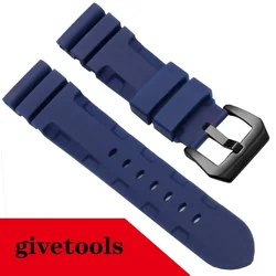 Premium - Grade Silicone Watch Strap - Durable Rubber Band, 22mm 24mm Options - 24mm (Blue Black)