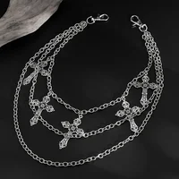 Chaîne de pantalon en métal Punk, chaîne de taille Hip Hop, pendentif croix, chaîne de jean pour hommes et femmes, accessoires cadeaux 5