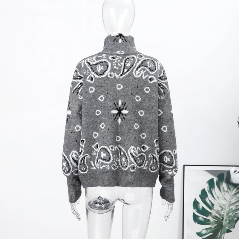 Boho Women's Knit Jacquard Cardigans Stand Collar Zipper Full Sleeve Female Sweater 2026 Autumn Lady Fashion Cozy Knitwear New 9 S042b101757b64cbfaf741f151f49afd8k