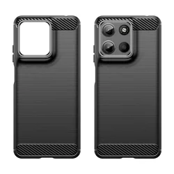 Luxury Carbon Fiber Silicone Shockproof Back Cover for Edge 40 Neo 5G (Black)