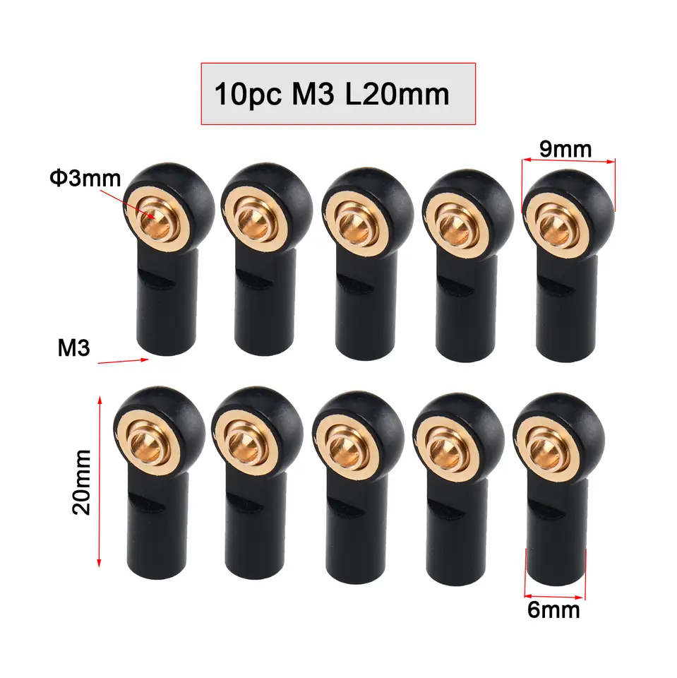 10PCS Aluminum Alloy M3 Link Rod End Ball L18mm/20mm/26mm Metal Rod End Ball For Rc Boat Airplane RC Crawler Car Truck Buggy image 16
