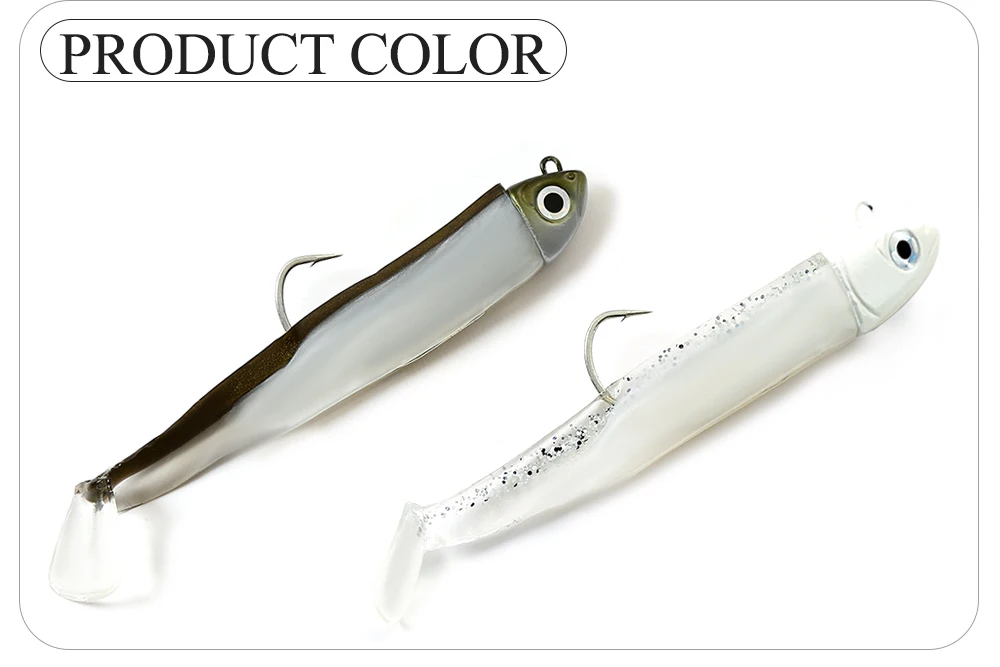 FTK Black Minnow Angelköder 5 g/70 mm, 12 g/90 mm, 25 g/90 mm, Jigkopf, Silikonköder, weiche Köder, Kurbelhaken, Jigging, Bass, Hecht, Zander – Detail 3