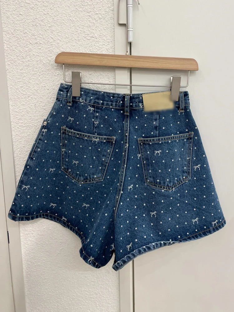 High Waist Sexy Printed Jeans Shorts Women Summer Beach Loose Casual Pocket Fashion Denim Shorts Y2K Girls Shorts Streetwear