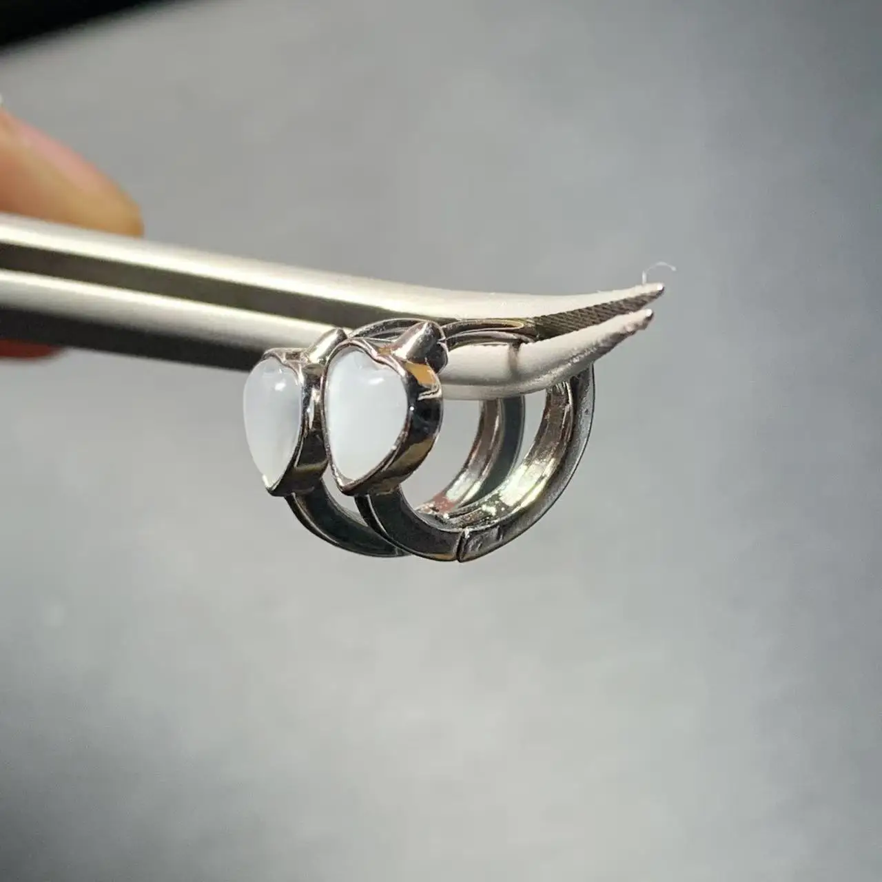 HEART Natural Cat's Eye Stone HOOP Earrings For Women Jewelry Gift Simple Elegant Design Luxury